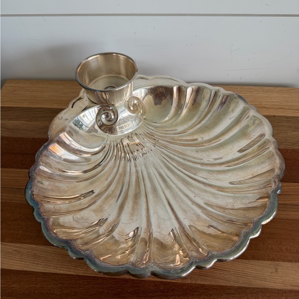 Sheffield Co. Large Clam Sea Shell Serving Fish Silver Plated